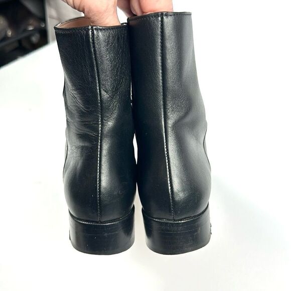 Legres Black Leather Ankle Boots Side Zip Block Heels Italy 36 US 6 - Picture 8 of 14